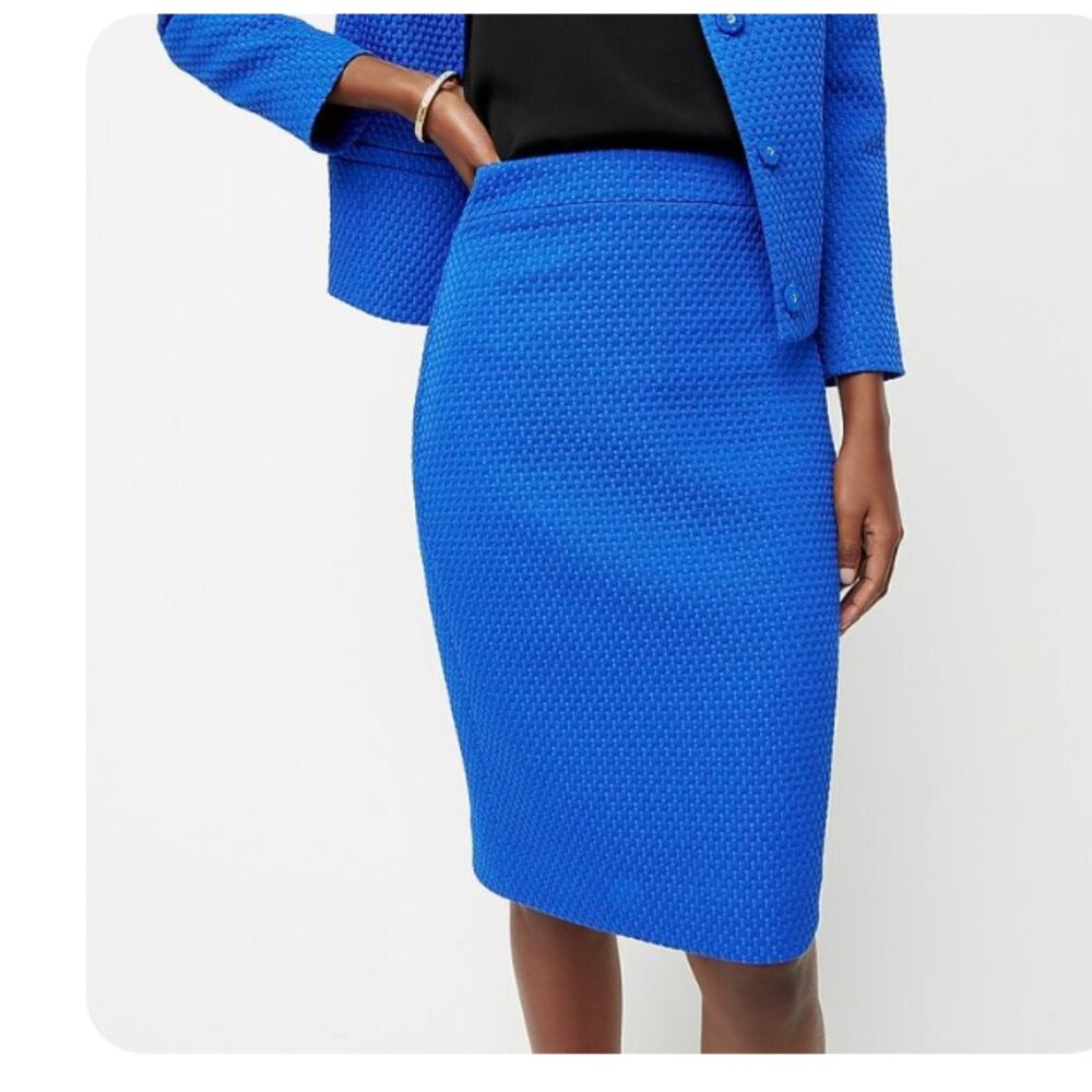 NWT Size 12 J.Crew Lined No. 2 Pencil Skirt in Navy with Basketweave Texture - Picture 7 of 7